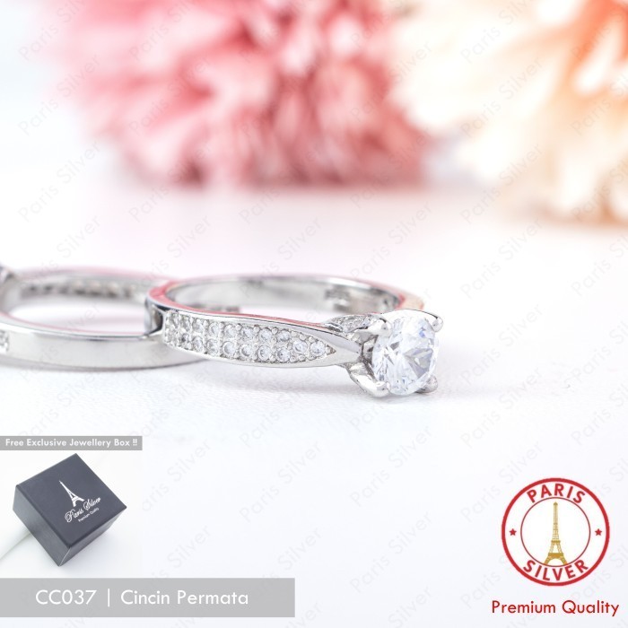 JTTOP" CINCIN NIKAH PERAK ASLI 925 LAPIS EMAS PUTIH RING KAWIN LAMARAN