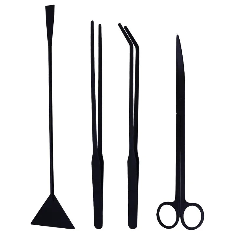 Aquarium Tool Kit Stainless Steel Aquatic Plant Tweezers Scissors And Spatula Cleaning Tools