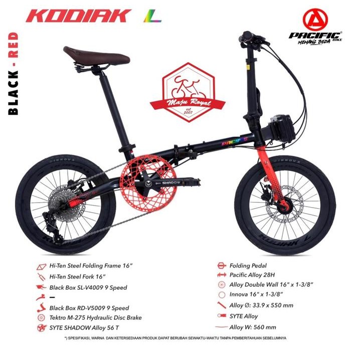 Limited Sepeda Lipat Pacific Kodiak L 2021 16 Inch 9 Speed Hydraulic Troy Gust