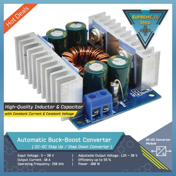 JTTOP" AUTOMATIC DC-DC BUCK-BOOST CONVERTER + CONSTANT CURRENT FOR DC POWER SUPPLY UNIT 10A 100W