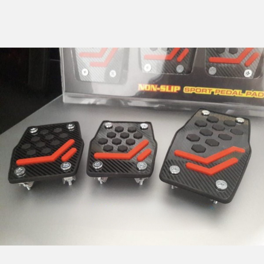 Pedal Karbon Karet Injakan Kaki Rem Kopling Mobil Cover Case Carbon Pad Manual