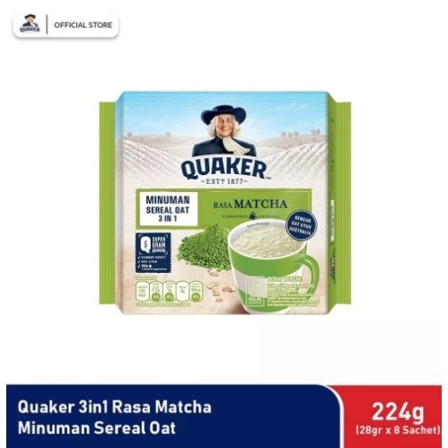 

Konter Makanan Quaker 3In1 Chocolate, Vanillan & Berry Burst & Matcha Polybag 224G Minuman Sereal