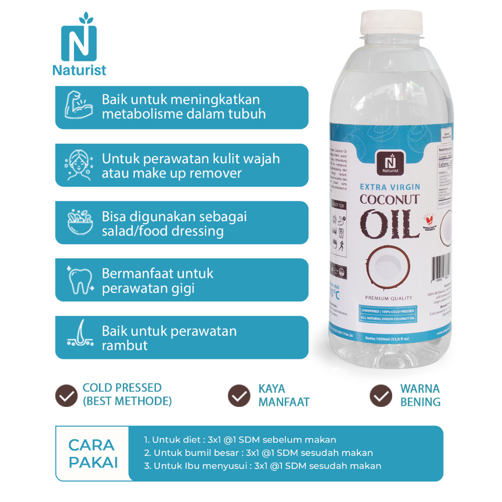 

Sensasi Lezat Naturist Vco 1000Ml Minyak Kelapa Murni Virgin Coconut Oil Premium Coconut Oil Asli