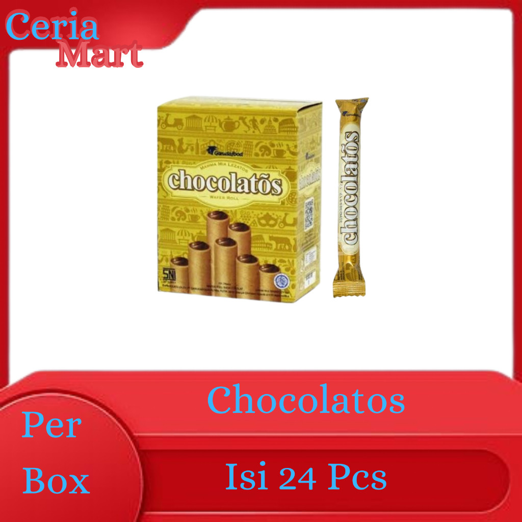 

Sensasi Lezat Chocolatos Wafer Roll 1 Box Isi 24Pcs