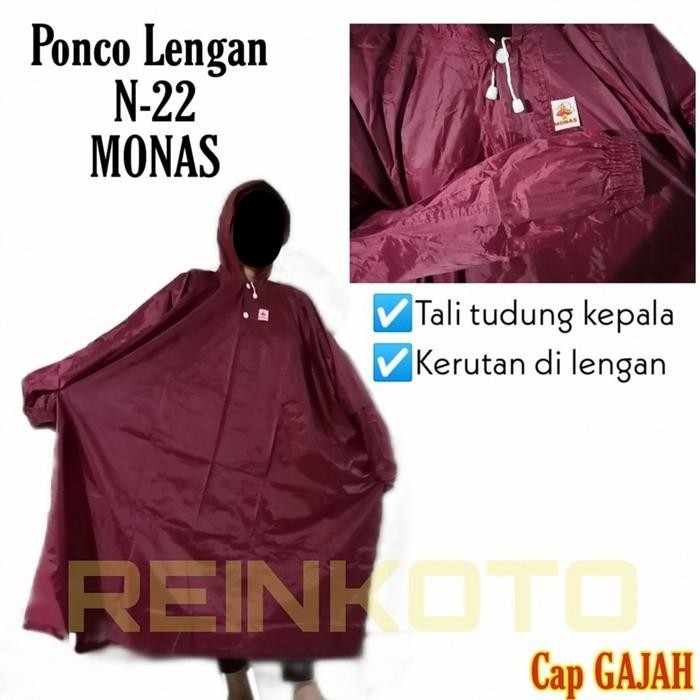 JAS HUJAN PONCO LENGAN N 22 NYLON KELELAWAR GAJAH ASLI MONAS