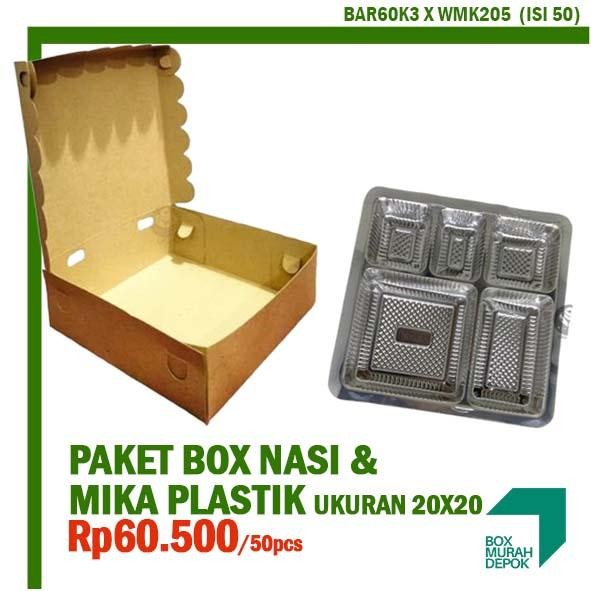 Paket Box Nasi dan Mika Plastik Sekat 5 Size 20x20 Isi 50 Pcs (WMK205 - BAR60K3)