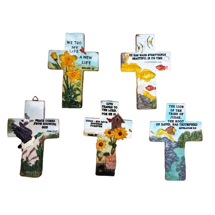 Hiasan Dinding / Pajangan Dinding Rohani Salib Kristen 9x14cm Fiber