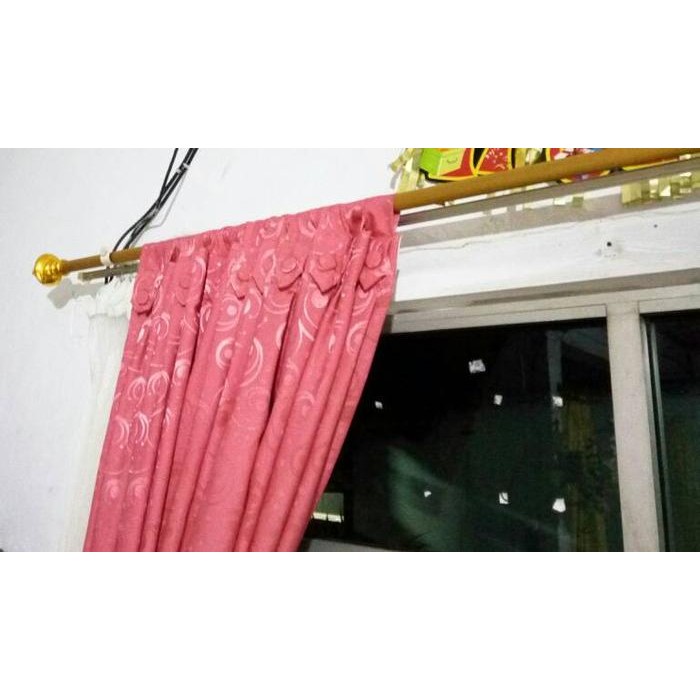 Rel Hordeng besi kuning set (ring+kaki+tutup) panjang 2 meter