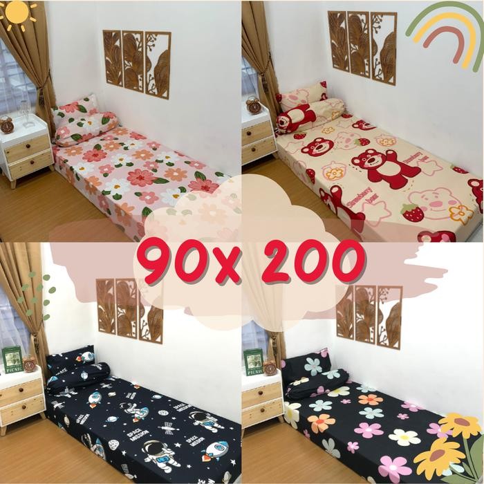 90 x 200 / SPREI MOTIF / SPREI AESTHETIC HOMEMADE SPREI SINGLE BED FREE Sarung Bantal Guling