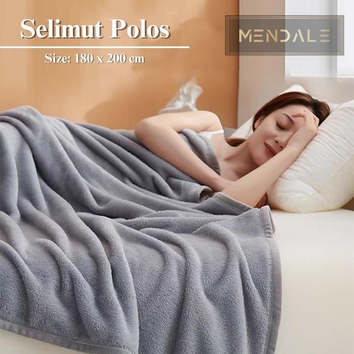 Selimut Bulu Lembut & Halus Pola Polos Uk Dewasa 180x200 cm