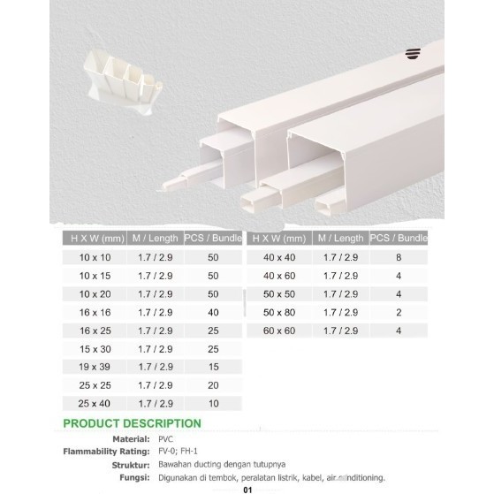 [Allthebest] NISO Kabel DUCT 1.7M / Pelindung Kabel Ducting PVC