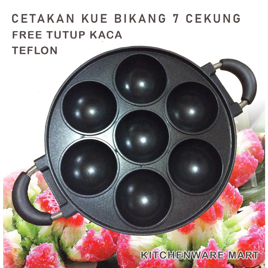 Cetakan Kue Bikang Teflon 7 Cekung Apem Lumpur Bikang / Cetakan Kue Apem 7 Lubang CEKUNG / Pan Cetak