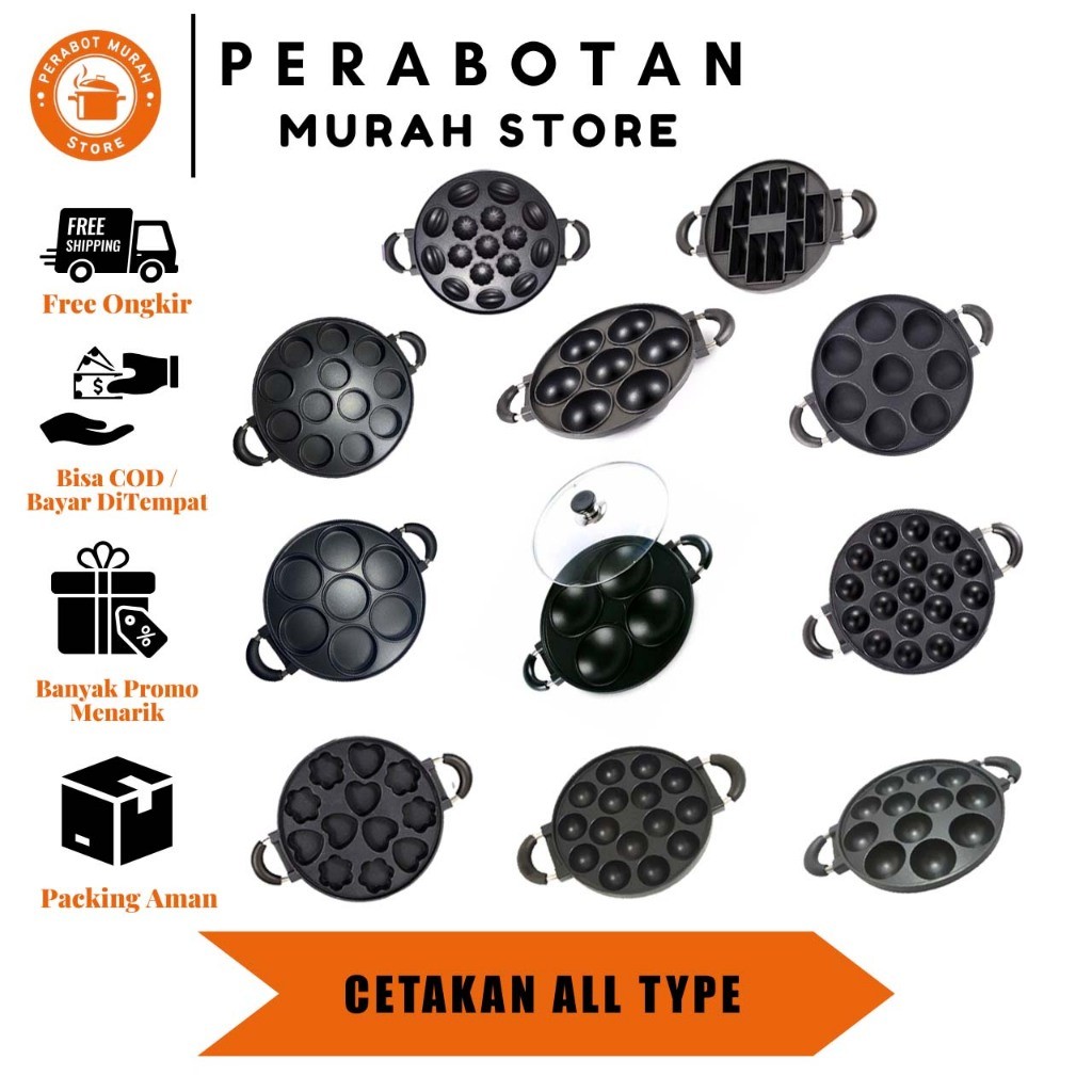 PM - Cetakan Kue Martabak Mini Anti Lengket Premium All Type Termurah Lengkap / Loyang Pukis Kue
