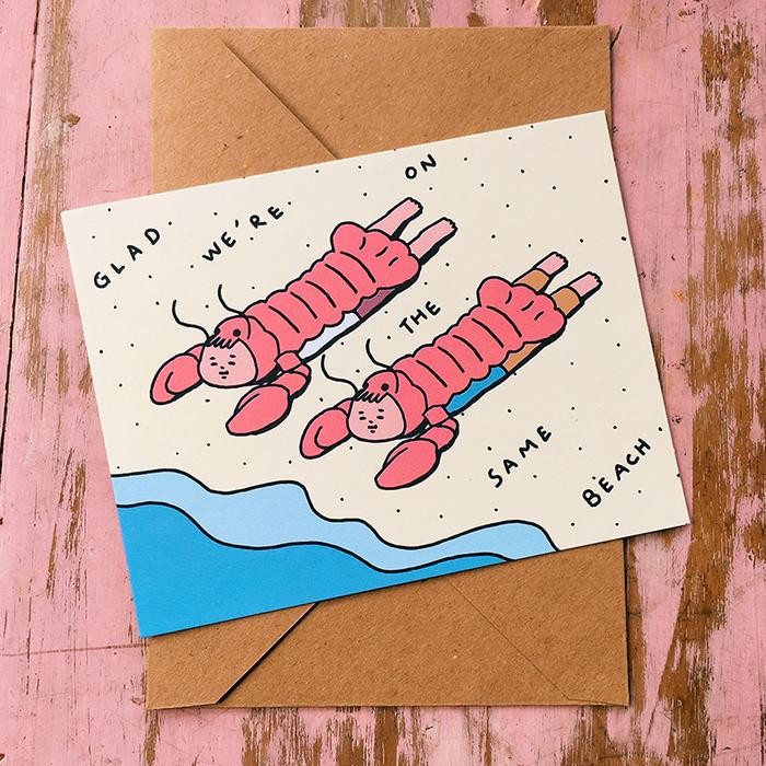 

GotSeef Glad We're On The Same Beach - Greeting Card / Postcard