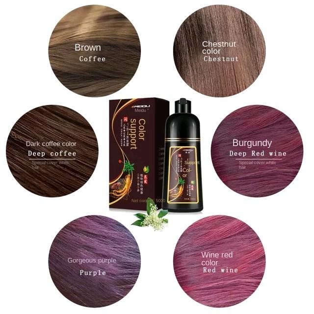 MEIDU 500ml Shampo semir warna cat rambut tutup uban Herbal instan shampoo vegan Organik