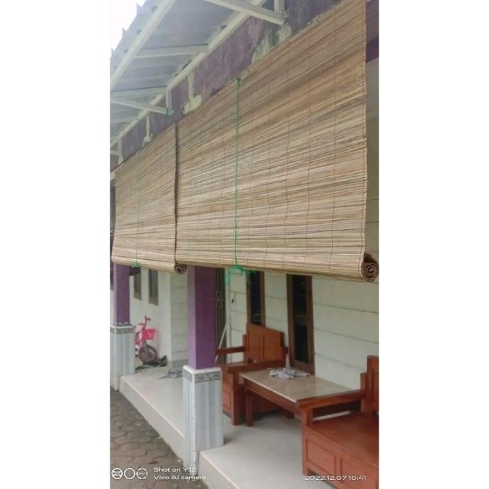 (Murah) Tirai Bambu Sawit Krey Outdoor Plistur Uk 2X2M + Tali Dn Kerexan Ring Besi. Tirai/Krey