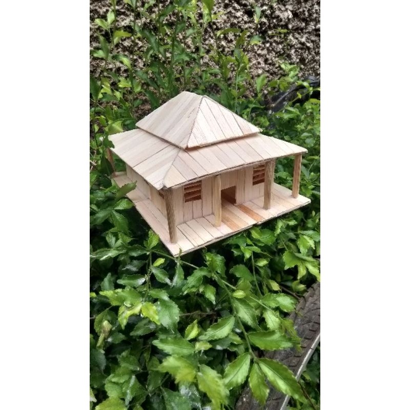 Miniatur rumah adat lampung stik eskrim LED