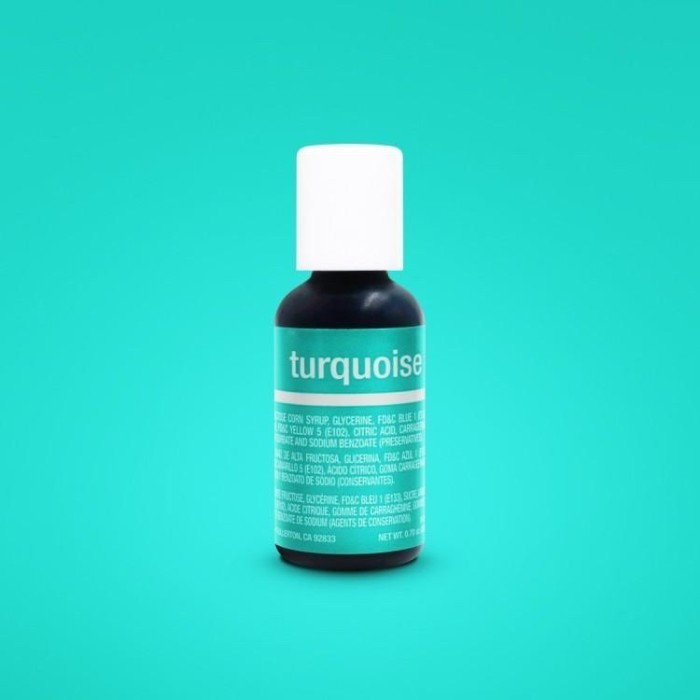 

JTTOP" TURQUOISE CHEFMASTER LIQUA-GEL FOOD COLORING 20 ML
