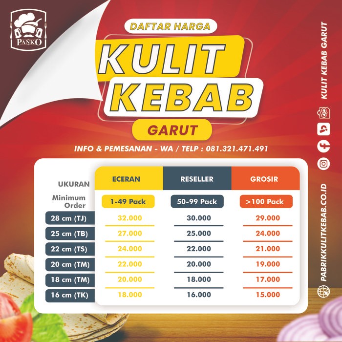 

JTTOP" KULIT KEBAB / TORTILLA 17 CM ISI 20 PCS