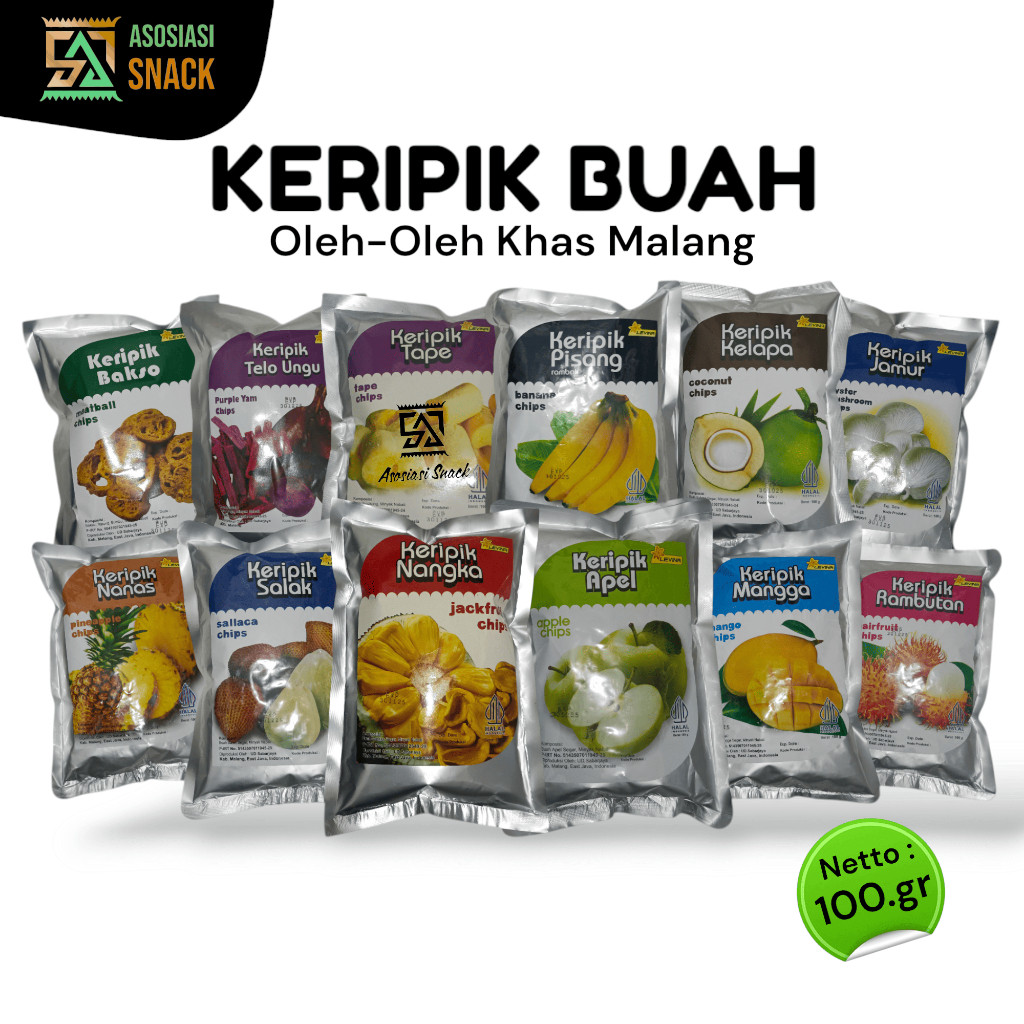 

Mamam_Asoy Keripik Buah Levina Apel Nangka Salak Mangga Kelapa Rambutan Kemasan 100.Gram