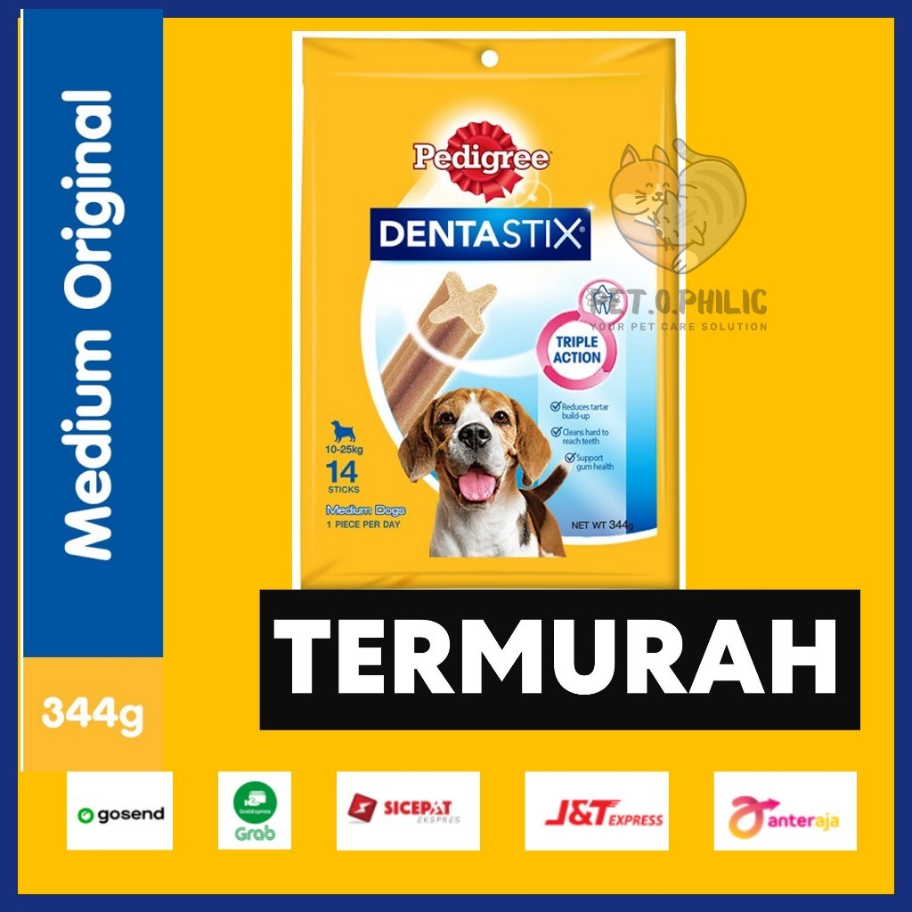 

Mamam_Asoy Pedigree Dentastix Medium Dog 344G Snack Anjing 10-25Kg