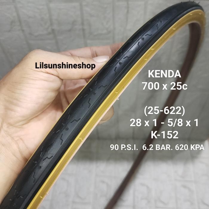 Ban Luar 700 x 25c KENDA Hitam Kuning Tan Wall 700x25c Velg Rims 700c