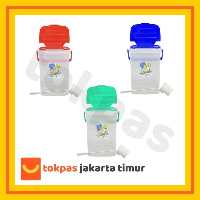 Kotak Es Buah / Akuarium Es Buah 30 L Green Leaf & Gayung 0167 GY Plastik Sendok