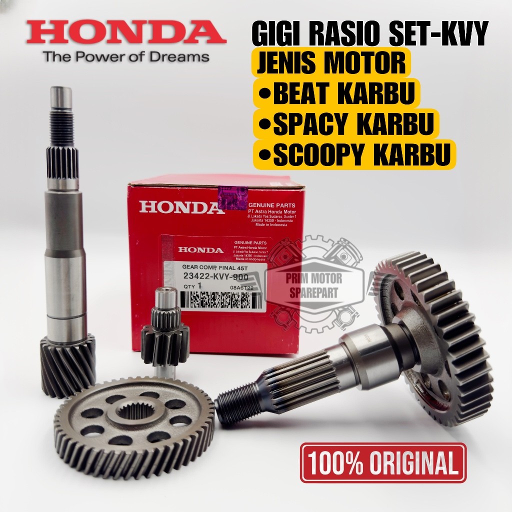 Original Gigi Rasio Set KVY Honda Beat Karbu, Spacy Karbu, Scoopy Karbu Kualitas Asli Honda AHM