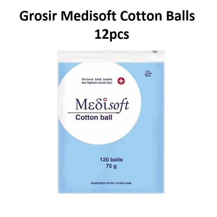 GROSIR Medisoft Cotton Ball 120 balls 75 gr kapas bola bulat bayi 12pcs