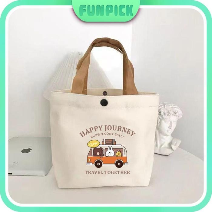 PREMIUM Tas Tangan Wanita/Tas Belanja Kapasitas Besar/Tas Kanvas/Tas Kanvas Motif Beruang Kecil/Tas