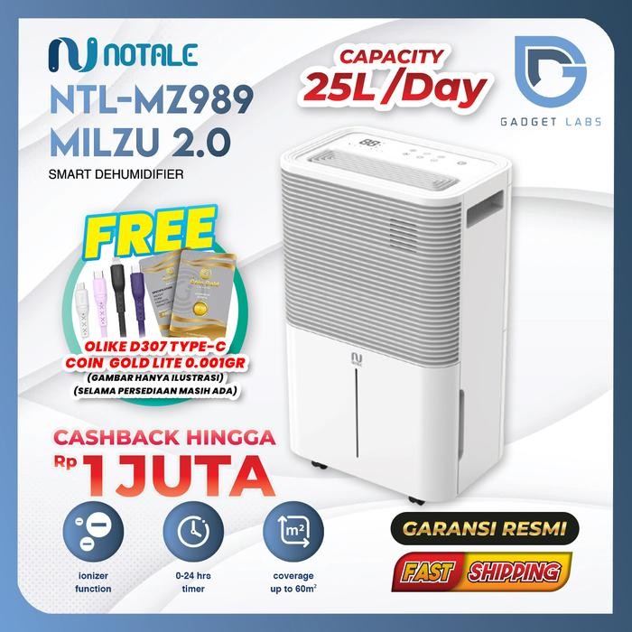 Terlaris Dehumidifier Ruangan Notale Milzu Smart Dehumidifier 20L/Hari Garansi