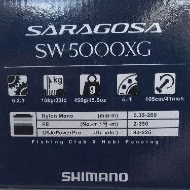 Reel Pancing Shimano Saragosa Sw 5000 Xg, Sw 6000Hg , Sw 8000 Hg, Sw 10000 Pg, Sw 14000 Xg (Model