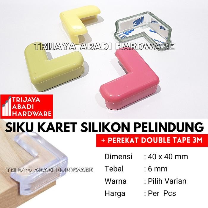 PREMIUM Siku Silikon Pelindung Karet Sudut Meja + Perekat Double Tape 3M