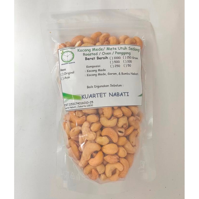 

250Gr Roasted Kacang Mede Utuh Size Sedang / Super - Mete Sulawesi Varian Rasa Original Atau Asin