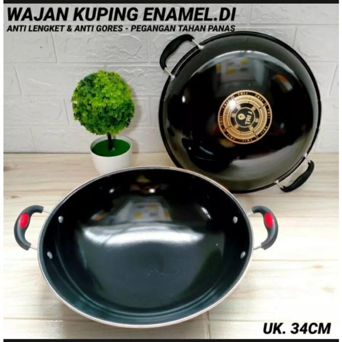 WAJAN ENAMEL GSF 34CM ANTI LENGKET / WAJAN ENAMEL KUPING GSF 34CM ANTI LECET