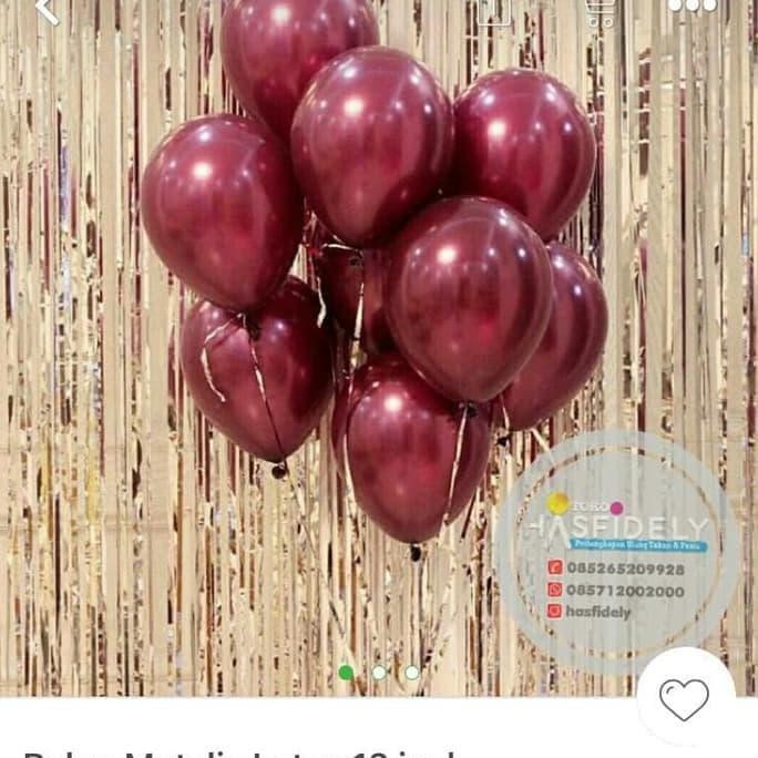 PREMIUM BALON LATEX METALIK MERAH MAROON TEBAL MENGKILAP ISI 10