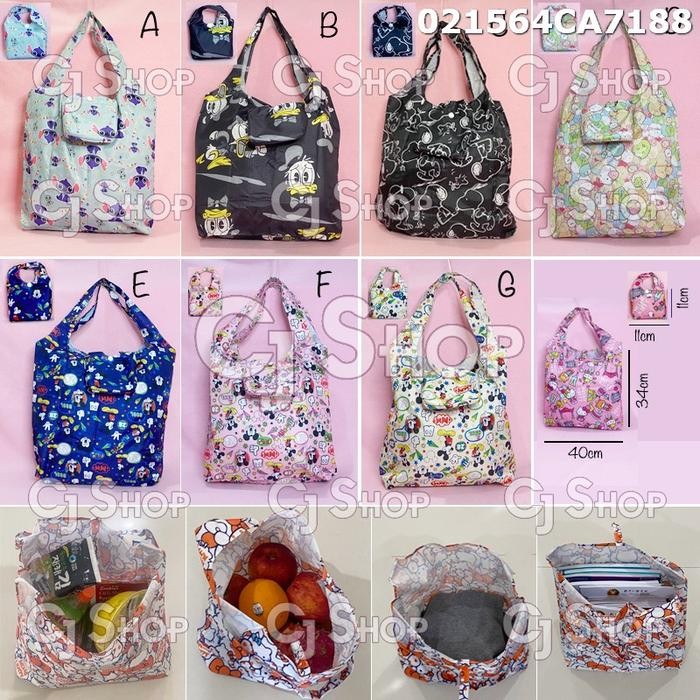 PREMIUM Stitch Donald Snoopy Sumiko Mickey Tas Belanja Lipat 021564
