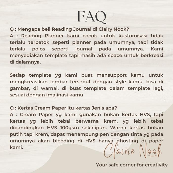 

Clairie Nook Reading Journal / Journaling Diary Planner / Journal #Gratisongkir