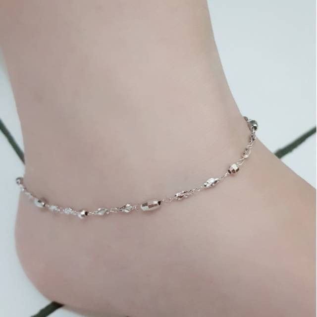 GELANG KAKI PERAK LAPIS EMAS PUTIH / PERHIASAN GELANG KAKI SILVER 925 / PERHIASAN GELANG WANITA