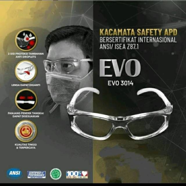 Paket lensa minus Kacamata apd evo safety