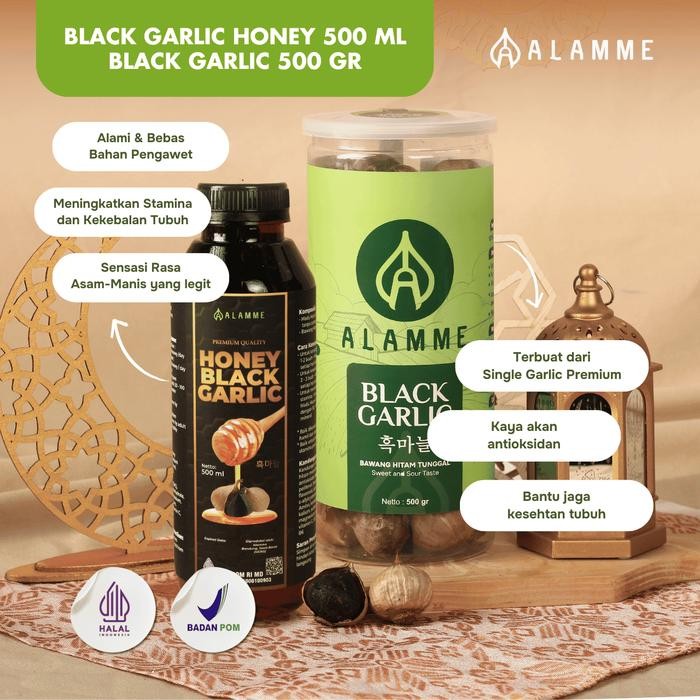 

Black Garlic & Black Garlic Honey Alamme Premium Quality 500gr+500ml