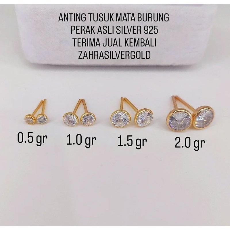 Anting Tusuk Giwang PERAK Mata Burung Asli Silver 925 (Terima Jual Kembali)