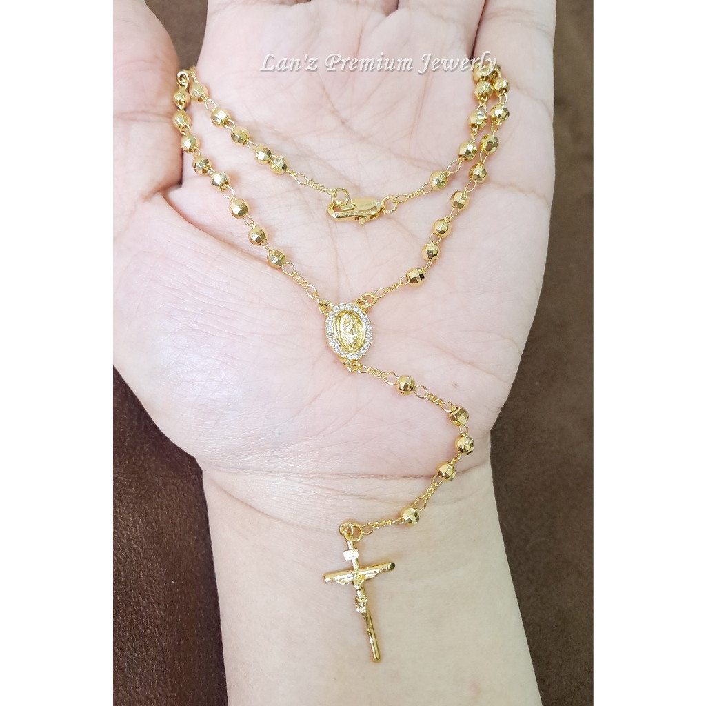 Kalung Rosario Maria Guadalupe Salib Emas Titanium