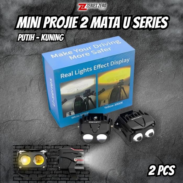 lampu projie LED Mini Projie Dua mata Lampu Tembak Sorot U Series
