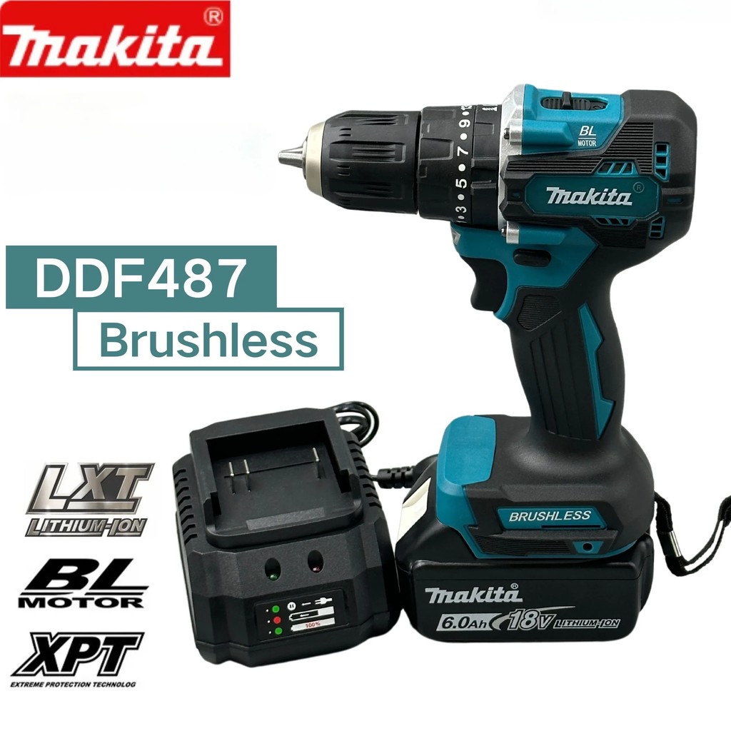 Makita Ddf487 18V Electric Screwdriver Brushless Cordless Driver Drill Lxt Battery Drill Brushless
