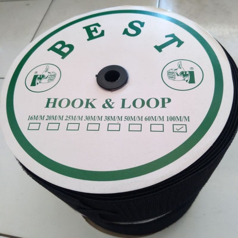 Velcro Perekat 10cm Warna Hitam (1 Set Kasar dan Halus)