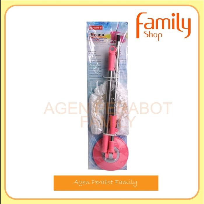 JTTOP" TONGKAT ALAT PEL LANTAI / LIVINA SPIN MOP HANDLE SET LION STAR BM 51 BIRU KAIN PINK