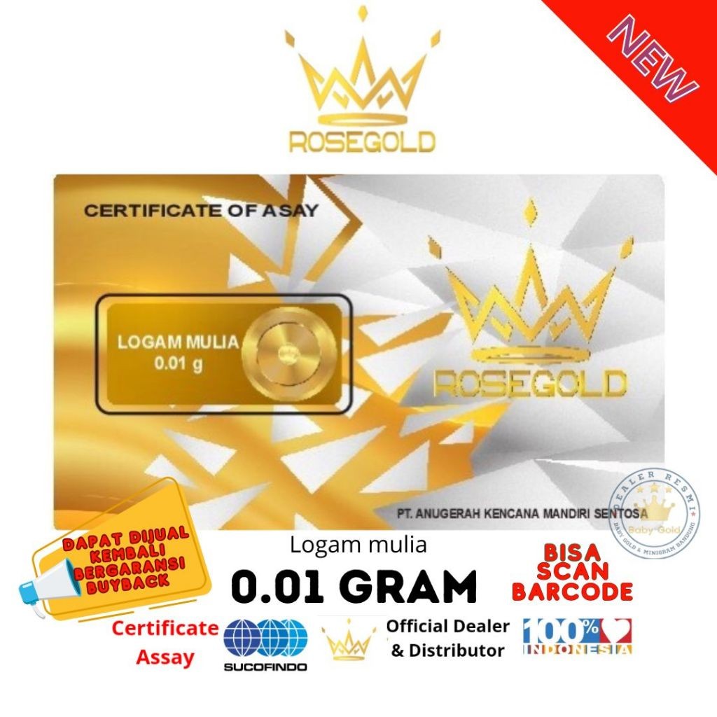 ROSE GOLD 0.01 GRAM LOGAM MULIA EMAS MINI