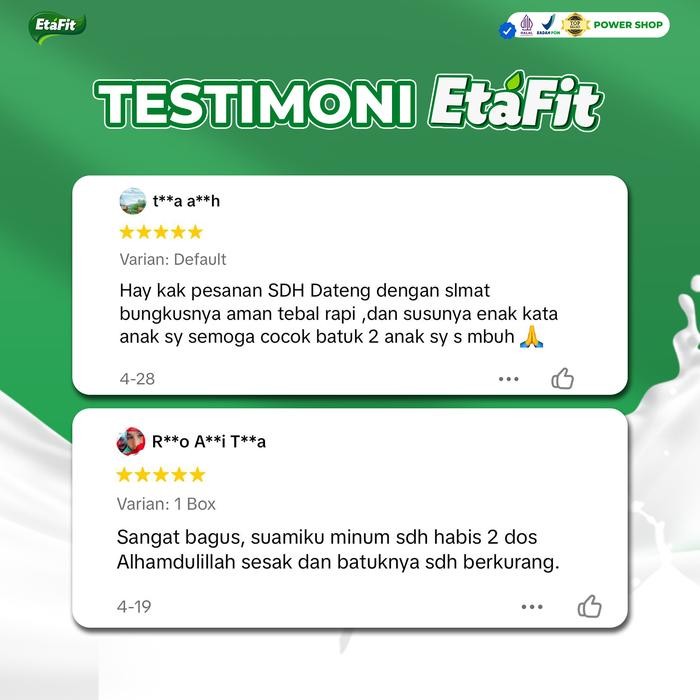 

BARANG TERLARIS ETAFIT - Solusi Masalah Batuk, Asma & Pernafasan - Susu Kambing Etawa Bubuk Asli