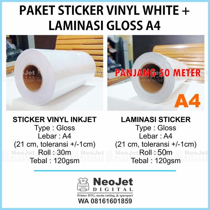 

Paket Sticker Vinyl Inkjet White Laminasi Glossy 120 Gsm A4 Murah